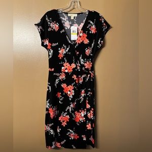 Michael Kors Front Wrap Floral Print Dress
